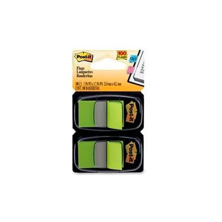 3M Post-it® Flags, 1" Wide, Bright Green, 50 Flags/Dispenser, 2 Dispensers/Pack 680BG2